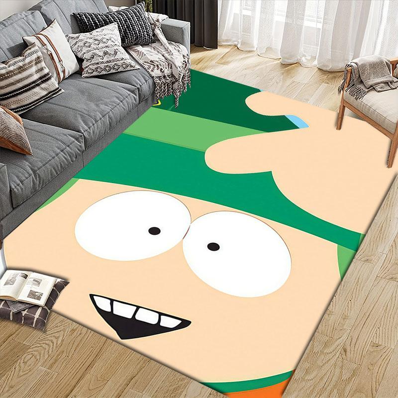 Kyle South Park Flannel Printed Carpet, Home Sofa Decoration for Living Room & Bedroom, Non‑Slip Play Flannel Floor Mat for Game Room
