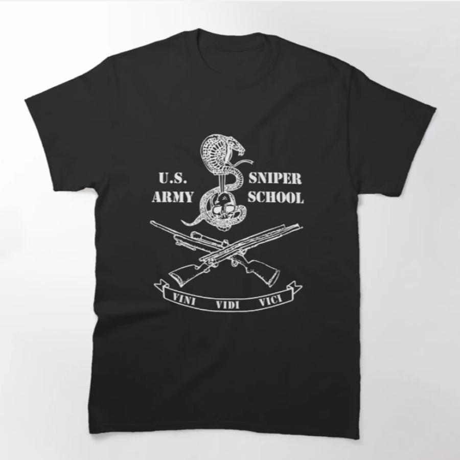US Army Sniper School Vini Vidi Vici TShirt 100 Cotton ONeck Summer Short Sleeve Casual Mens Tshirt Size S3XL S