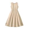 Girls' Slim Fit Sleeveless Spring/Summer Formal Dress with Contrast Stitching