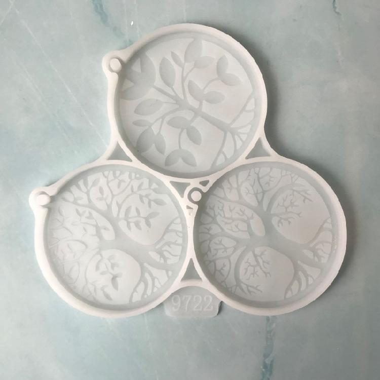Silicone Mould Keyring Mold DIYs Keychain Casting Mould Round Life Tree Mould