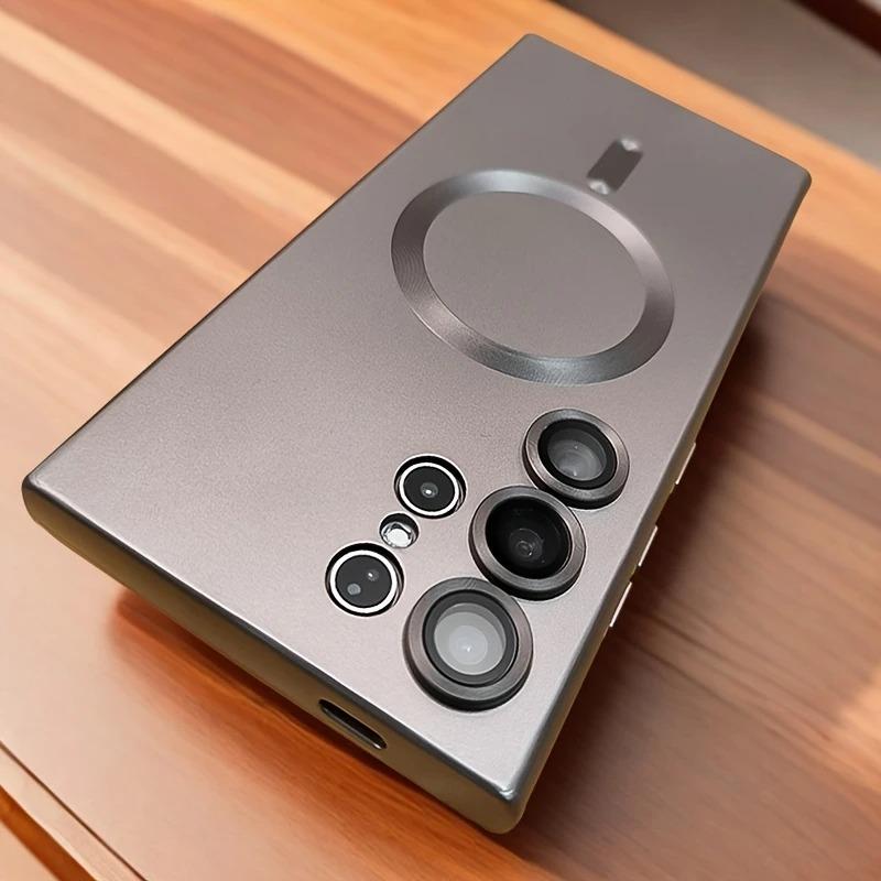 Luxury Magnetic Wireless Charging Matte Phone Case For Samsung Galaxy S25 Edge S24 Ultra S23 FE S21 Plus Shockproof Soft Cover