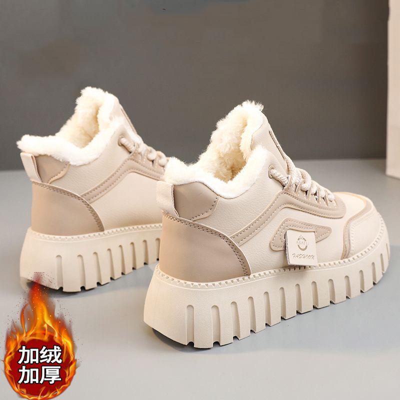 

Snow boots winter autumn winter piled thickened cotton shoes British style retro short boots wear non-slip Martin boots 35 хаки