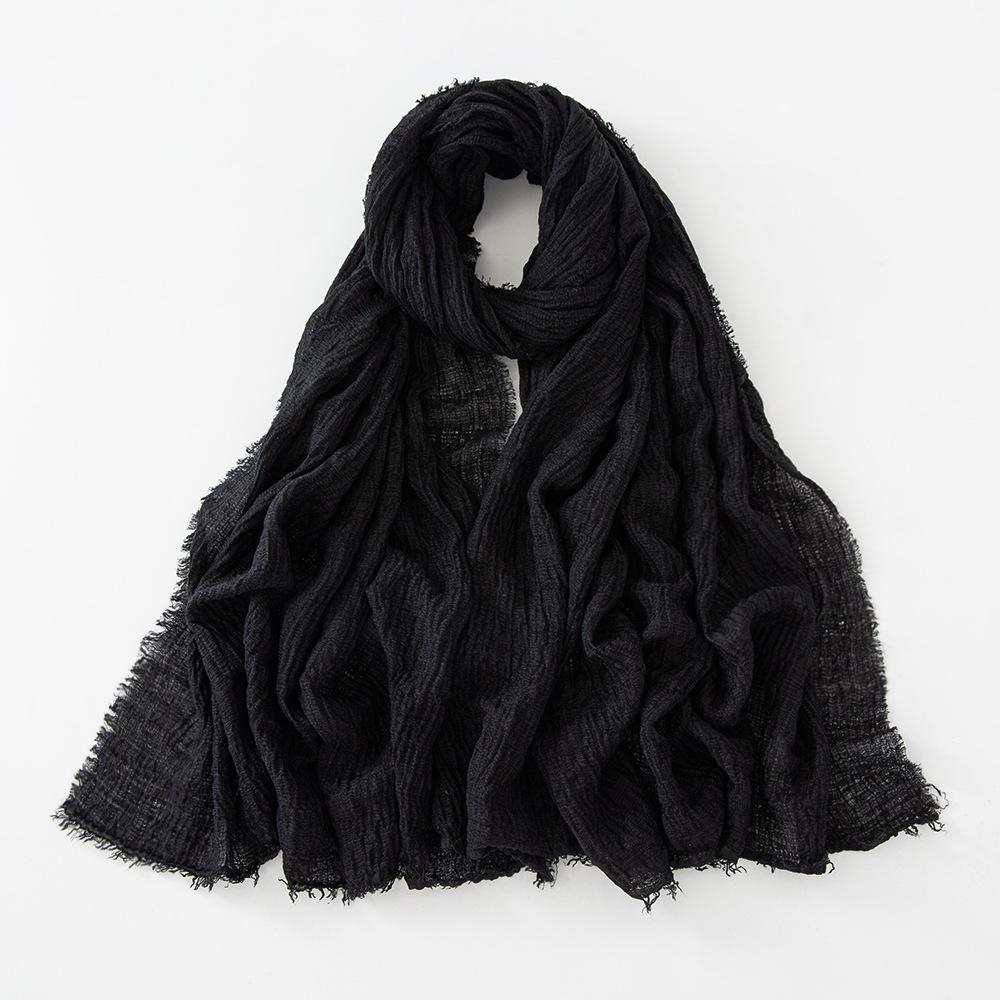 New Cotton Linen Gauze Scarf For Women Girls Spring Autumn Solid Scarves Soft Pashmina Foulard Simple Retro Beard Wrap Shawls