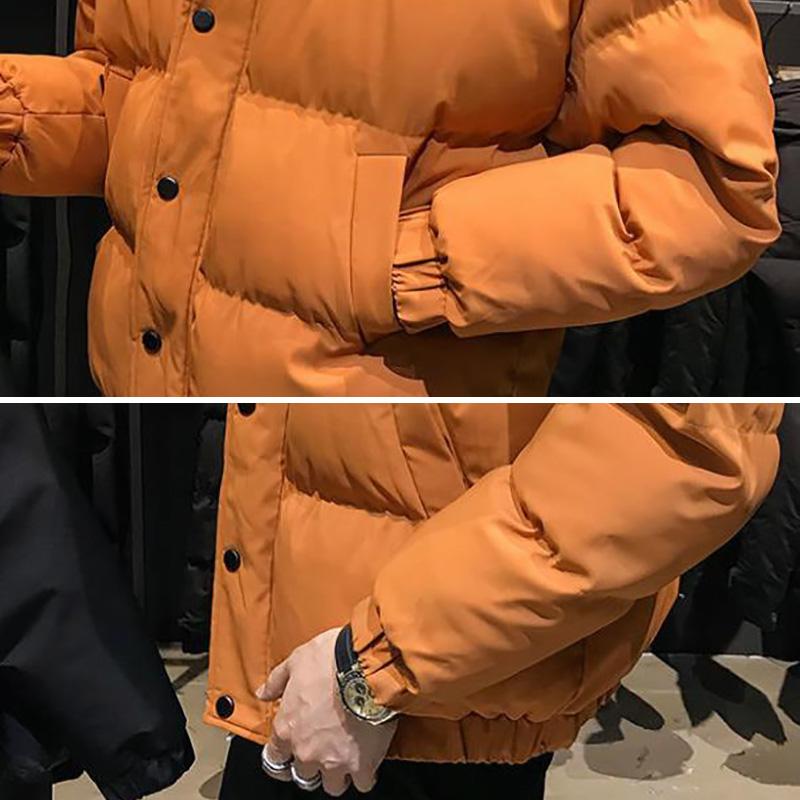 Pánska páperová bunda Zimná Hrubá Teplá Vatovaná Bunda s Kapucňou Kabát Jednofarebný Zips Gombíky Kabáty Chlebová Bunda