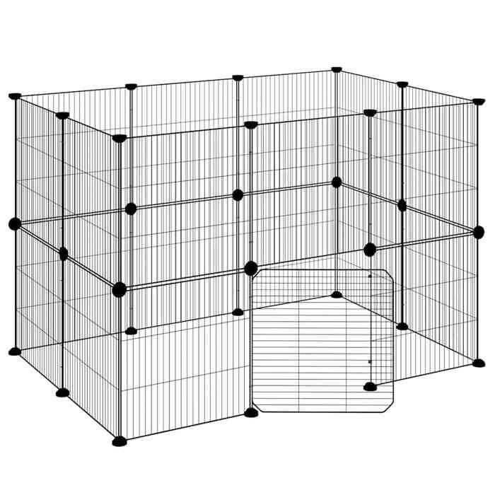 3114043 vidaXL Pet Cage with 20 Panels and Door Black 35x35 Cm