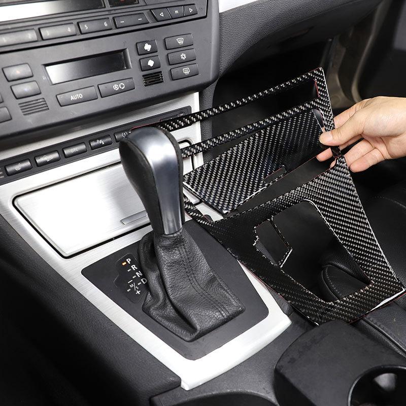 For BMW X3 E83 2006-2010 Soft Carbon Fiber Car Central Control Gear Panel Cover Trim Sticker Interior Car Accessories