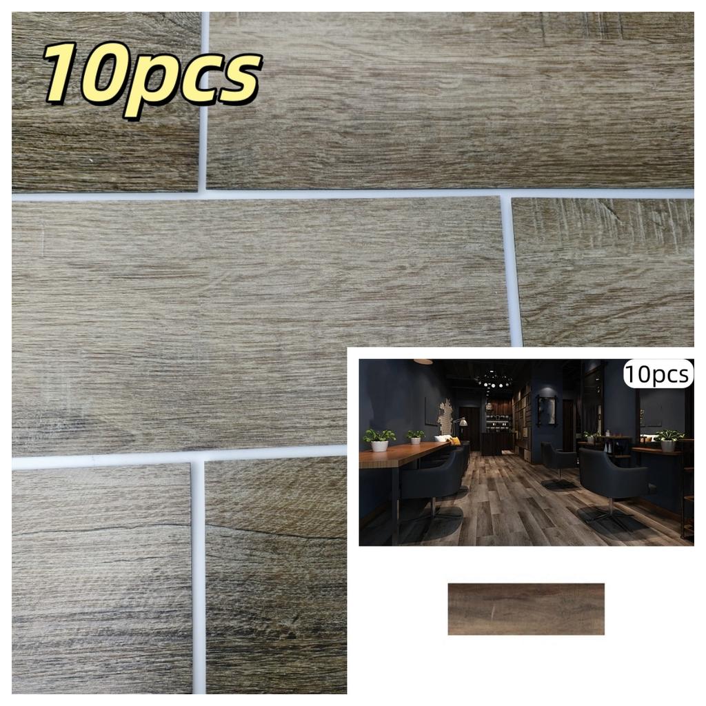 10 pièces 40cmX15cm Autocollants de Sol Imitation Bois Auto-adhésifs pour Salons, Salles de Bain, Cuisines, Décoration de Maison Autocollant de Sol
