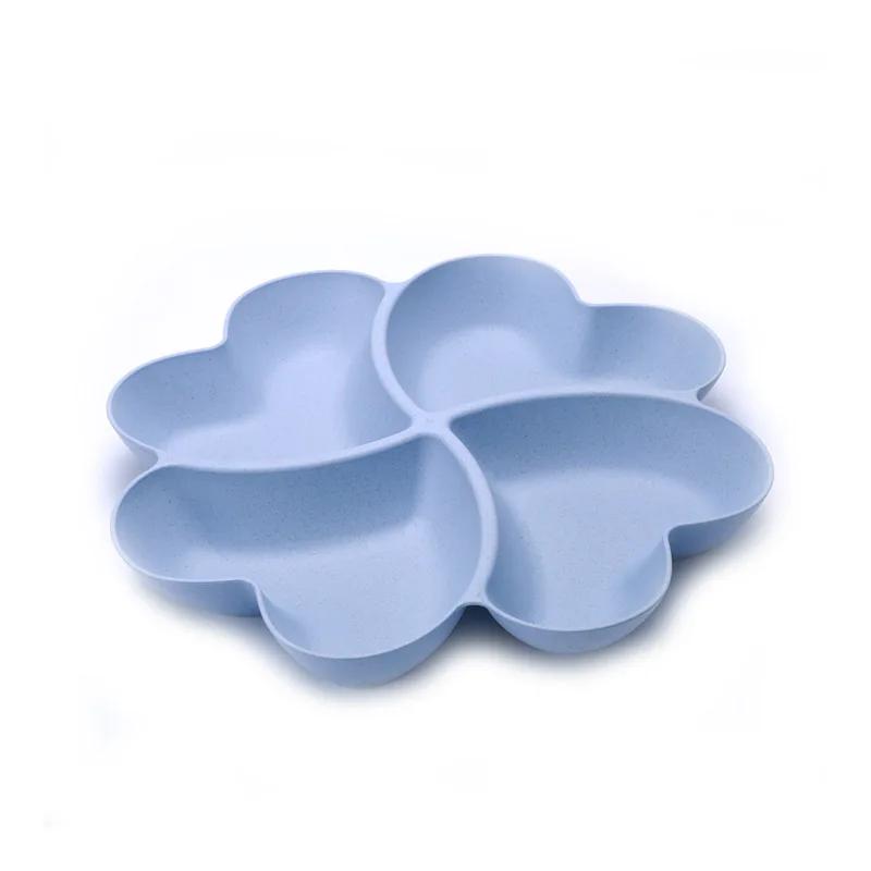 Поднос для фруктов с 4 ячейками, креативные тарелки в форме сердца, контейнер для хранения закусок из сухофруктов, разделенная тарелка для десерта с конфетами 23cm