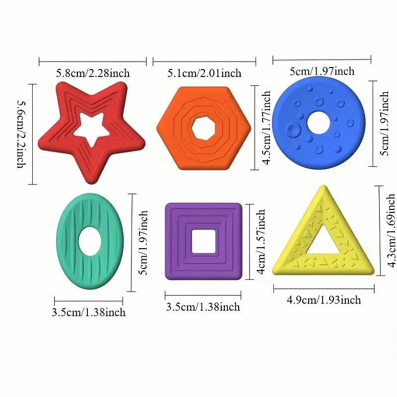 Fidget Sensory Toys for Kids Adults Silicone Worry Stone for Autism Color Shape Early Learning Toy Anxiety Relief Gifts