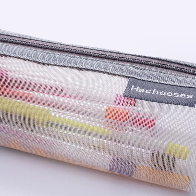 

HE CHOOSES D048 Nylon Mesh Student Pencil Stationery Storage Bag with Hand Strap Grey