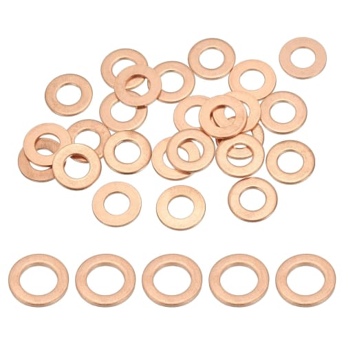 PATIKIL M6 Copper Flat Washers, Seal Rings, 25 Pieces, 6mm Inner Diameter, 12mm Outer Diameter, 1mm Thick, Heat and Oil Resistant for Screws, Bolts, S
