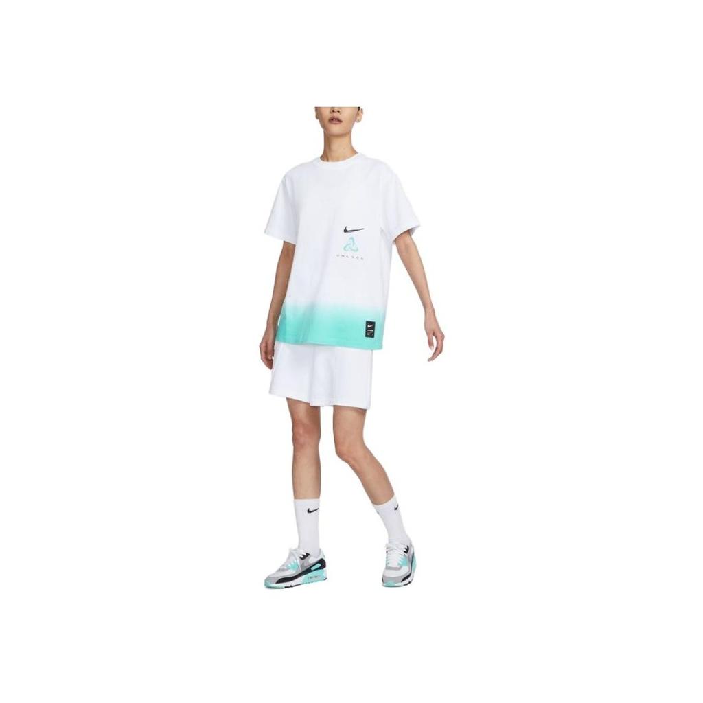 Nike S/S 2023 Basketball Gradient Logo Crew Neck Tee Women Tops White FJ7231-100