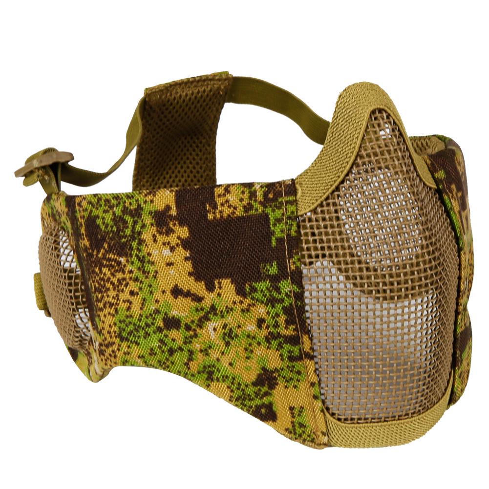 Τακτική Μάσκα Κρανίου Μισού Προσώπου με Προστασία Αυτιών και Στόματος από Μεταλλικό Πλέγμα για Υπαίθρια Οδήγηση και Σκοποβολή