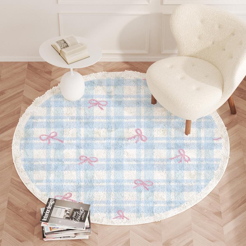 Ins Style Bedroom Decor Round Carpet Thickend Plush Carpets for Living Room Fluffy Soft Bedside Rug Washable Cloakroom Floor Mat