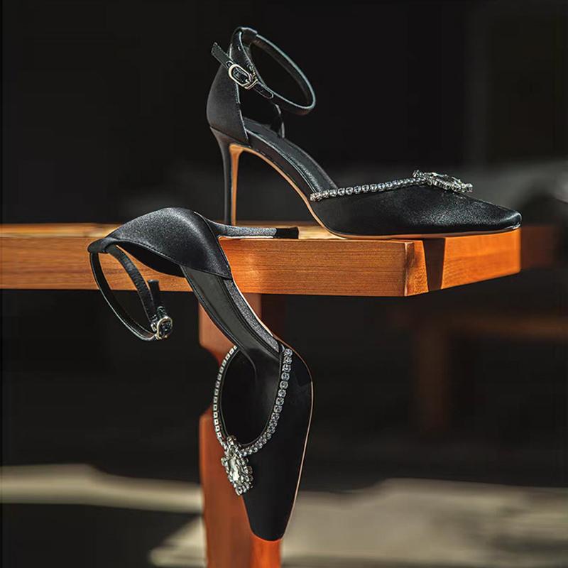 Fashion Liyke Designer Crystal Rhinestone Women's Pumps Silk Square Toe Slingback Sandals White High Heels Stilettos Wedding Prom Shoes