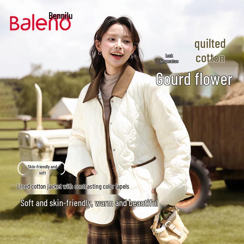 

Baleno Women s Winter Color-Block Lapel Padded Jacket S