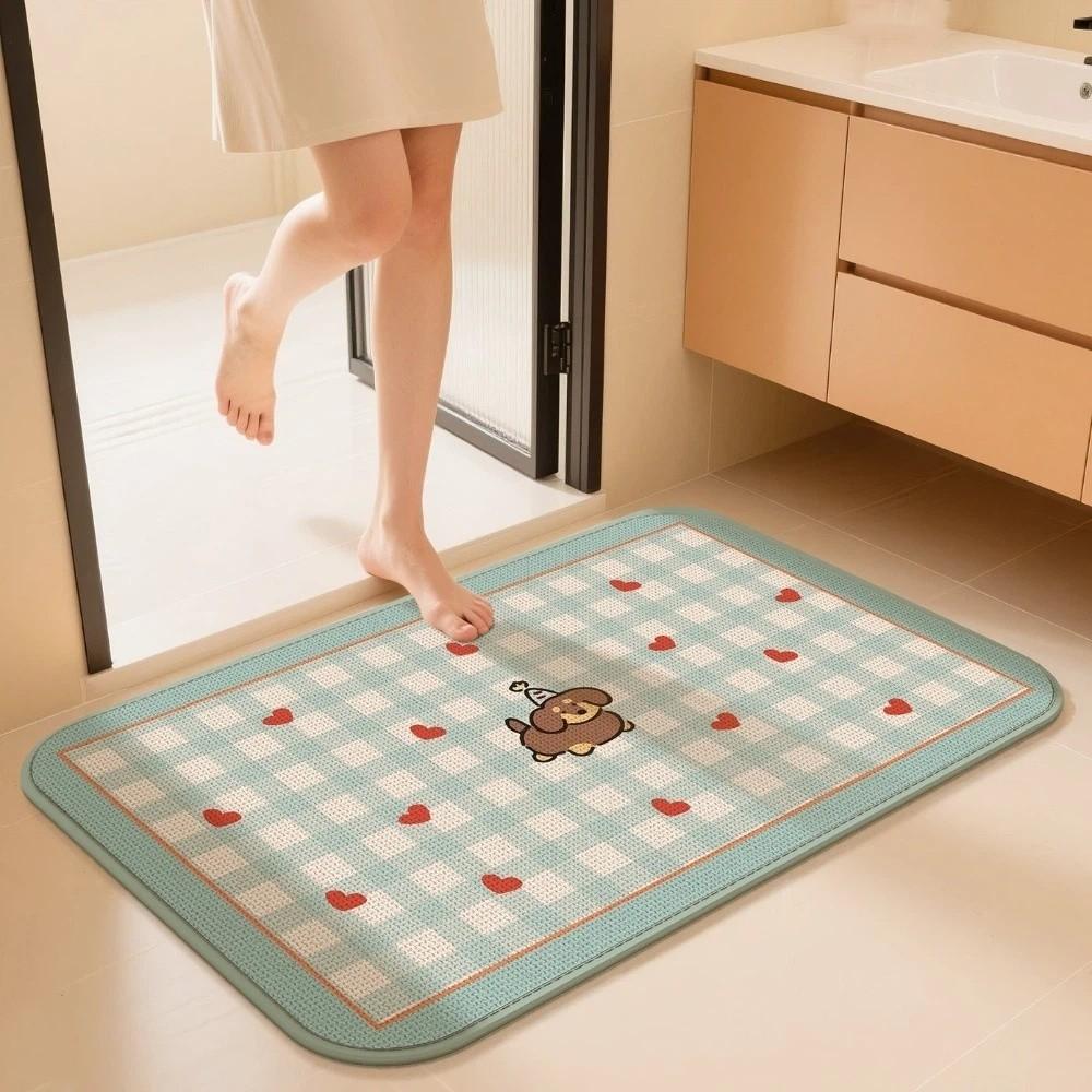 Foot Pad Anti Slip Cartoon Floor Mat Animal Pattern Soft Absorbent Rug Imitation Weaving Absorbent Kitchen Mats Living Room