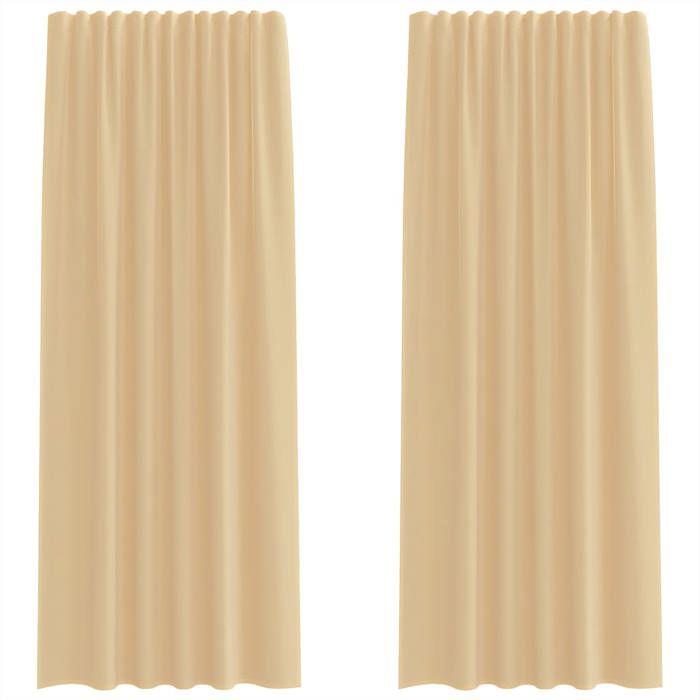 VidaXL Rideaux en voile avec passe-tringles 2 pcs sable, rideau en filet, rideau transparent, voile de fenêtre, traitement 4102218