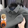 Herren Herbst/Winter Verdickter Samt Wolle Revers Zweiteiliger Lagenpullover für Mittleres und Älteres Alter