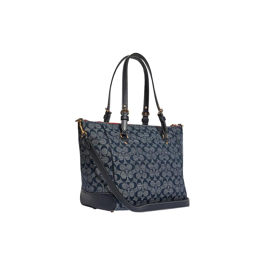 New COACH Kleo Coated Chambray With Cow Leather Shoulder Bag, Crossbody Bag, Handbag Tubas Women's Denim Blue C8164-IMDEI