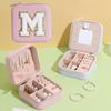 Large Capacity Jewelry Box for Stud Earrings and Rings - Portable Leather Storage with Letter Design