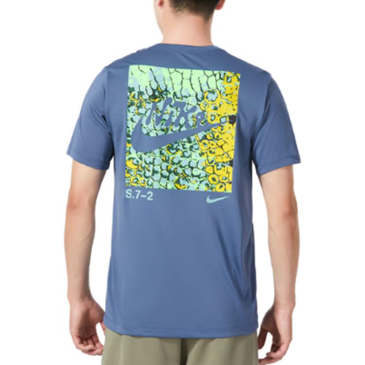 Nike T Shirts Men's Blue Crew Neck Moderate Straight Fit FJ2372-491