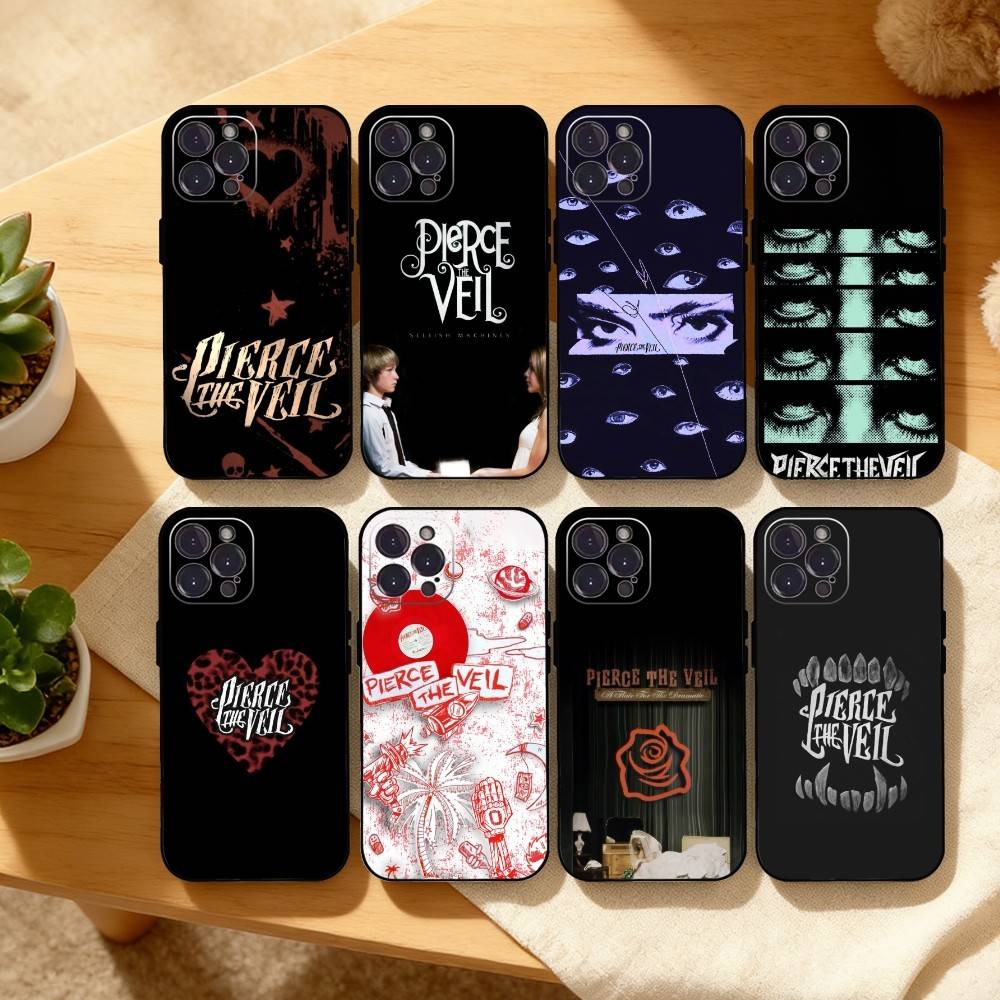 P-Pierce T-The V-Veil Band Phone Case For iPhone17 16 15 14 13 12 11 Pro Max Plus,5G Soft Black Case