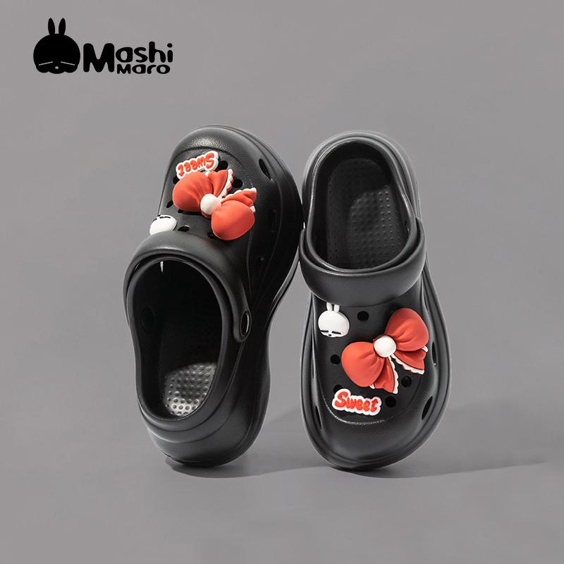 

Adorable Mashimaro Bow Clogs 6cm Thick Sole Platform Eva Clogs Non Slip Cartoon Garden Shoes For Women Girls 39-40 чорний
