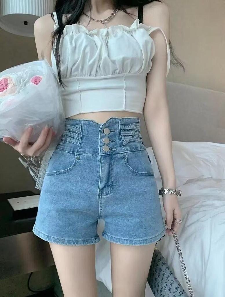 Ultra High Waist Black Denim Shorts - Super Short Summer Hot Pants