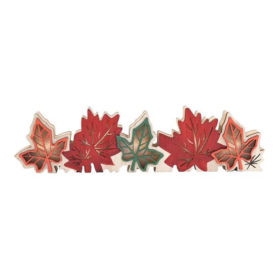 Cozy Autumn Atmosphere Lights Fall Thanksgiving LED Tabletop Decor, Maple Leaf Harvest Themed Lighted Wooden Holiday Window Sill Ornaments Centerpiece