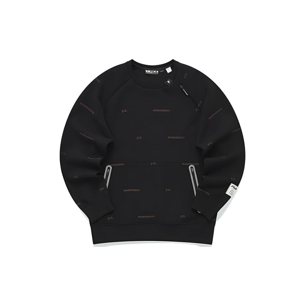 Fila Loose Knit Sports Crew Neck Sweatshirt Men Sweatshirt Black F11M143203F-BK