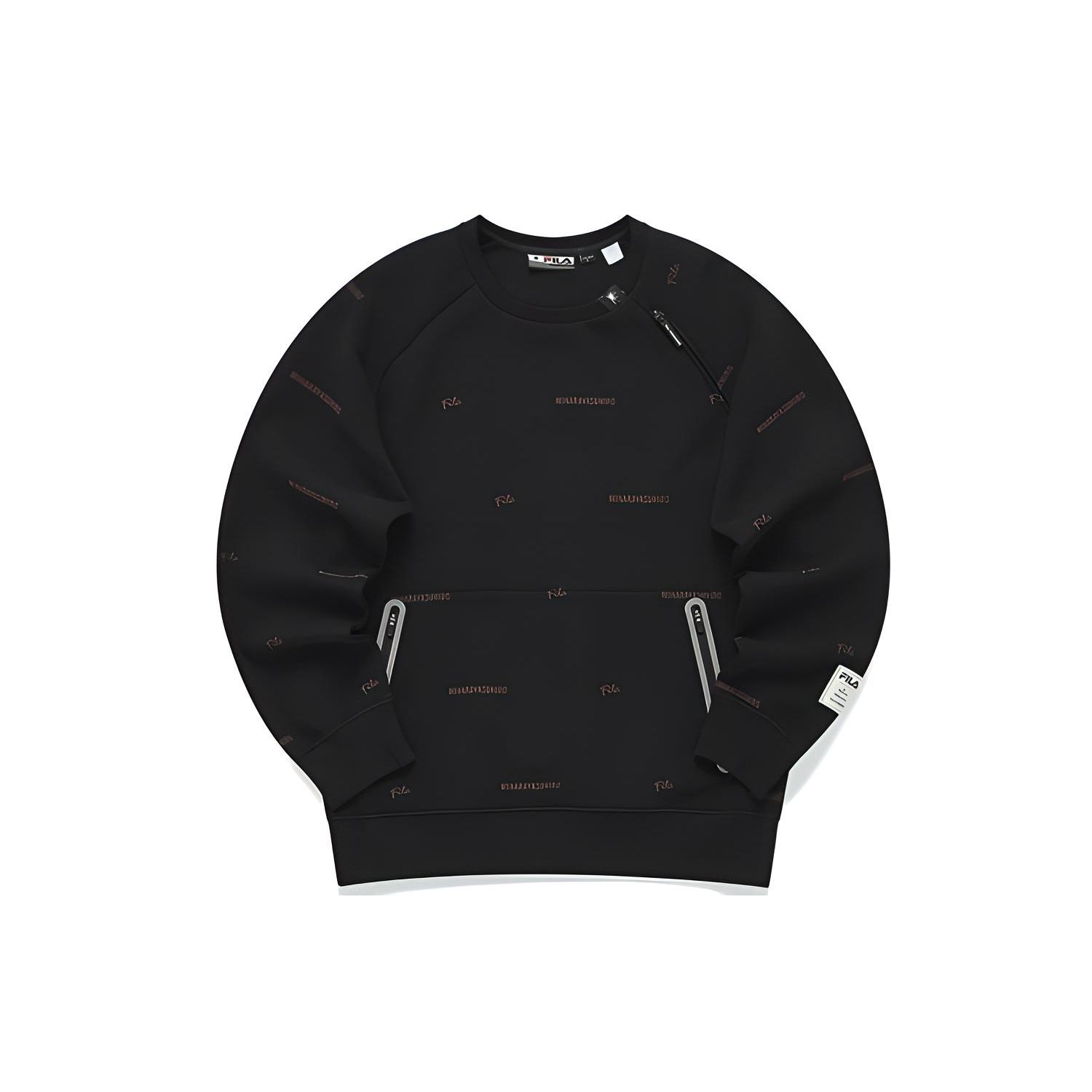

FILA свободная трикотажная спортивная толстовка с круглым вырезом мужская толстовка черная F11M143203F-BK L