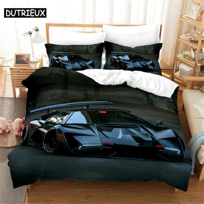 High - Quality 3D Printed Luxury Sports Car Duvet Cover Set - Perfect For Adults & Boys' Double Queen & King Beds