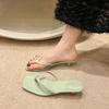 Square Toe Clip On Casual Beach Flip Flops for Women with Slim Heels and Sandals for Women