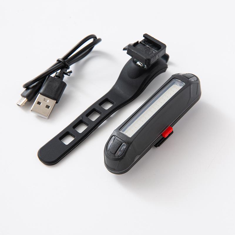 USB Rechargeable Bicycle Tail Light - Three-Color Flashing COB Brightness for Cycling Safety