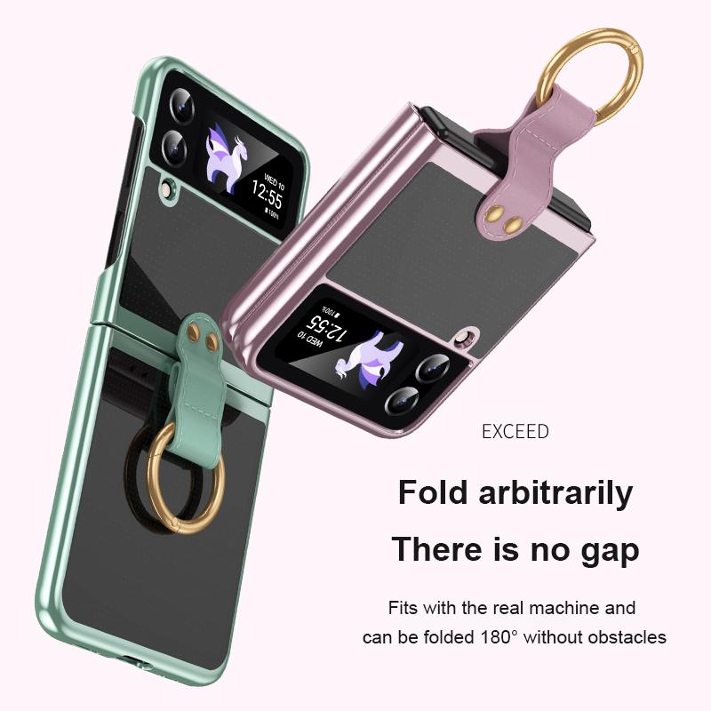 Luxusní galvanizovaný kryt s držákem prstenu pro Samsung Galaxy Z Flip 3 Z Flip 4 Pouzdro Tvrdý Slim Nárazuvzdorný Kryt na telefon pro Z Flip 3 4