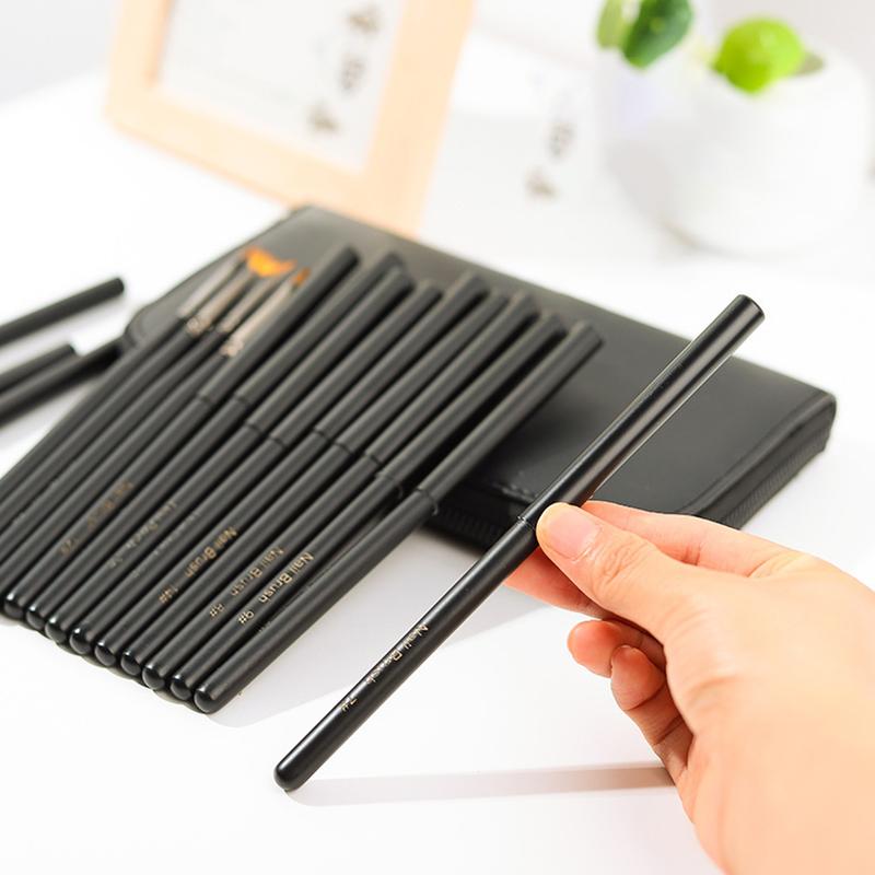 Wooden Handle Nail Drawing Brushes For Manicure Lines Painting Gradient Uv Gel Extension Builder Drawing Pen