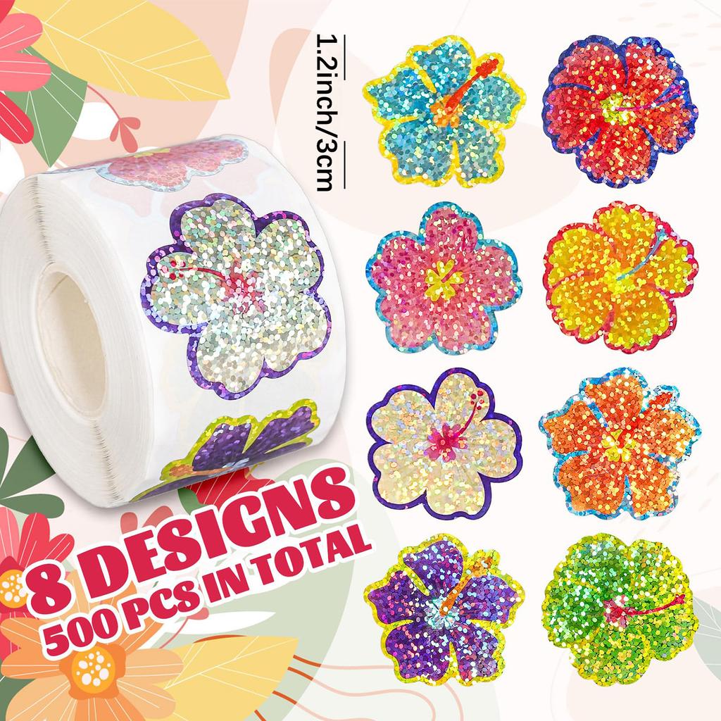 100-500pcs Glitter Flower Stickers Wedding Birthday Party Gift Wrapping Label Children Scrapbook Stationery Stickers