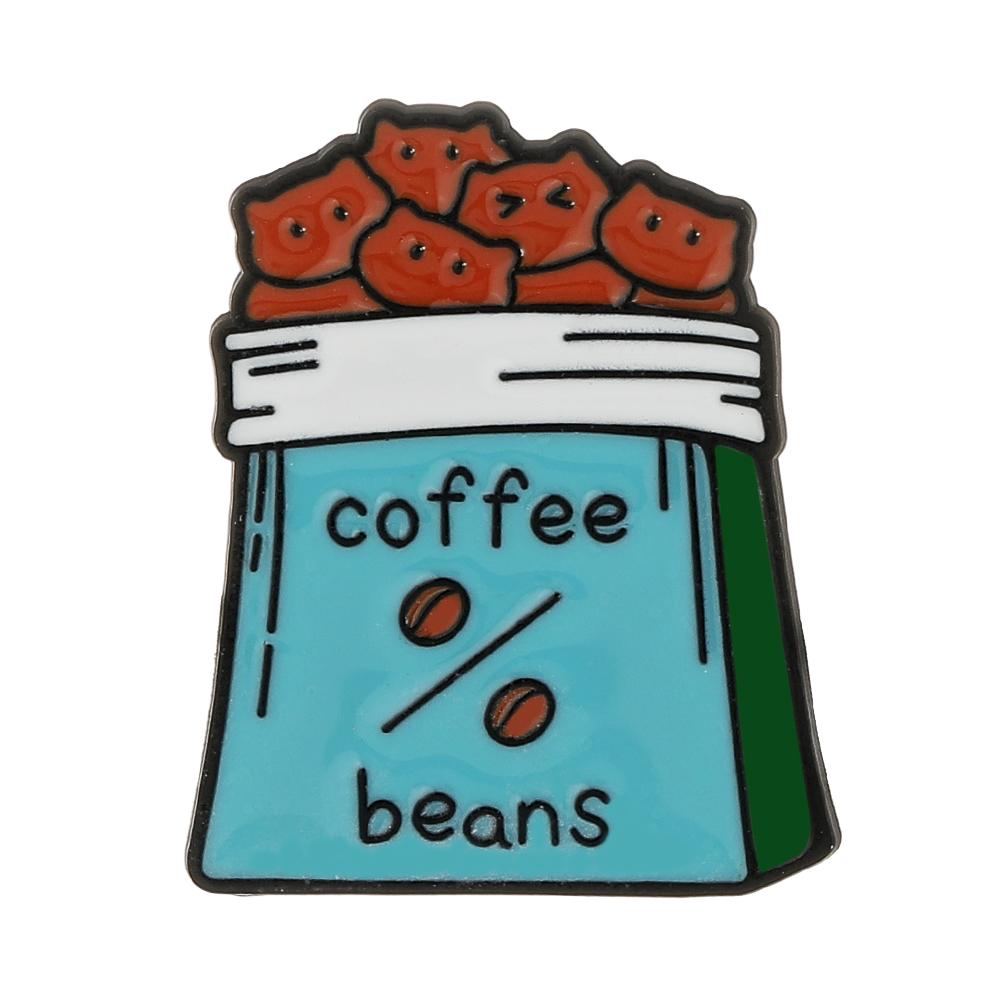 4 Styles Coffee Theme Enamel Brooches UFO Black Cat Animal Beans Pattern Design Coffee Pins For Backpack Bag Dress Badge Item