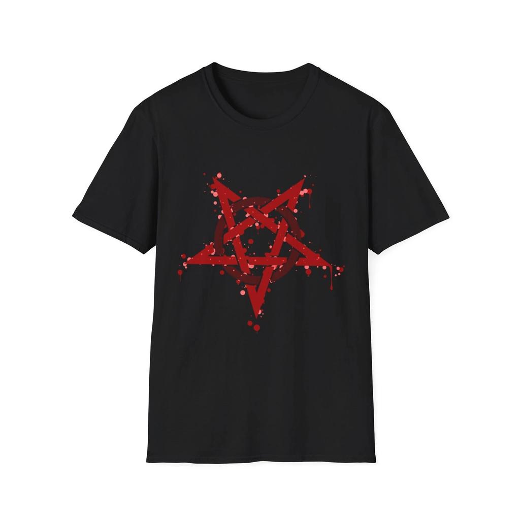 Rotes Invertiertes Pentagramm mit Punkten T-Shirt Geschenk Schwarzes T-Shirt