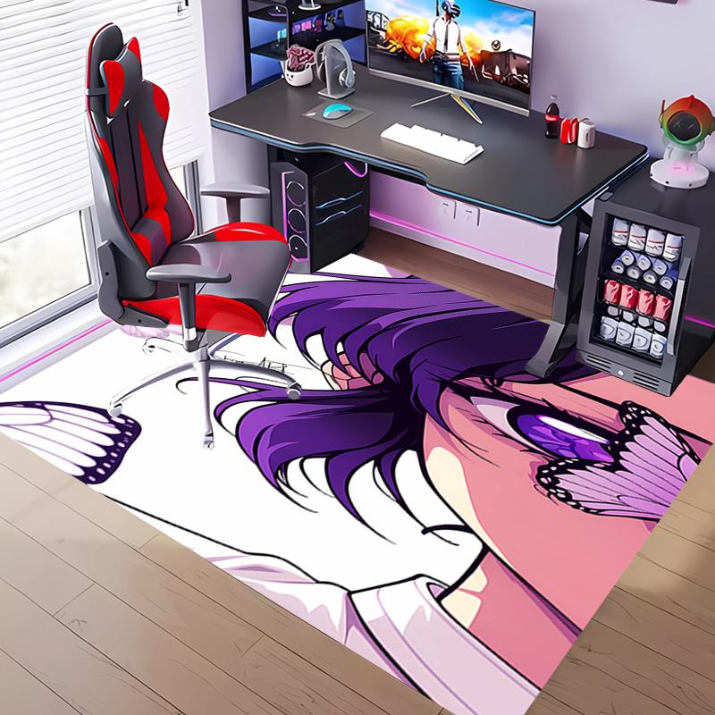 1pc Demon Slayer Shinobu Kocho Entrance Mat, Non-Slip Mat Area Rug,Room Decor, Outdoor Decor, Kitchen Rug,Doormat - Machine Washable, Easy To Clean