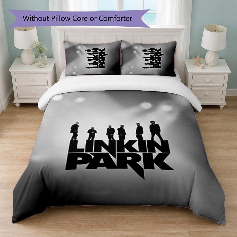 Linkin Park Print 3Pcs Bedding Set Duvet Cover With Two Pillowcases Soft Bed Linen For Household Bedroom