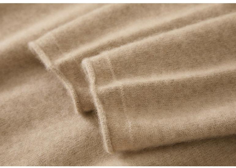 Women's Solid Color Cashmere Knit Sweater with Stacked Collar