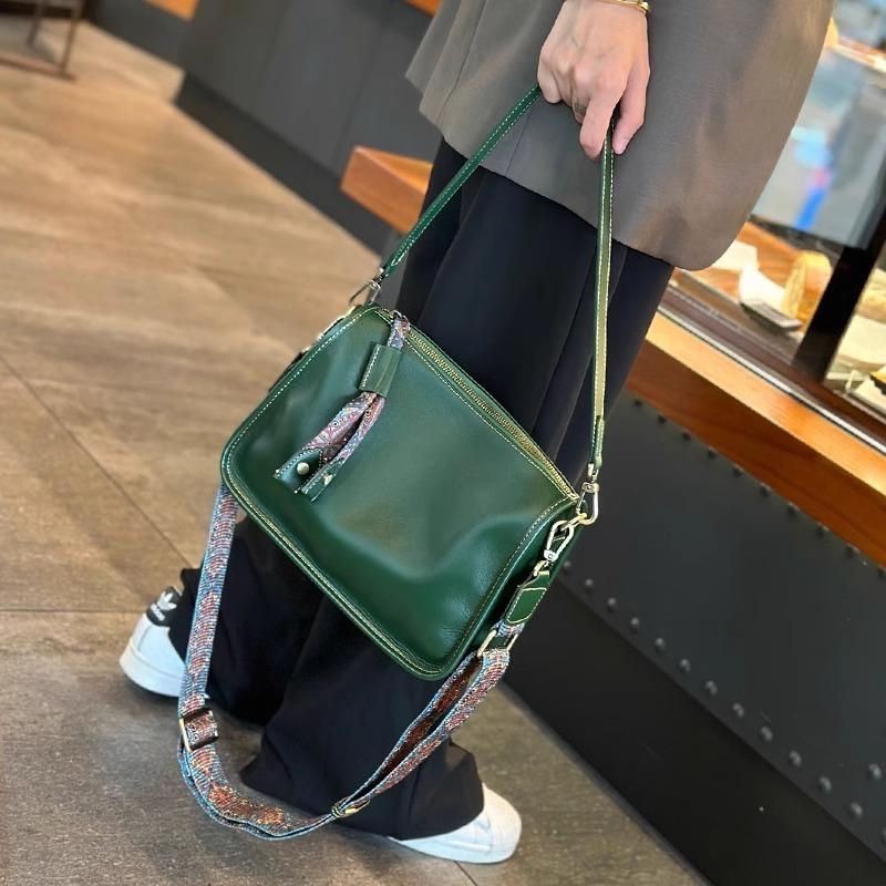 Genuine Leather Underarm Bag Women's Large Capacity Commuter All-in-one Soft Leather Broadband Vintage Casual Shoulder Crossbody Bag