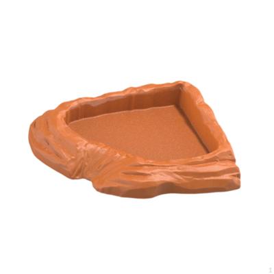 Turtle Water Bowl Feeding Habitat Decor Aquarium Ornament Corner Reptile Bathing Pool for Pet