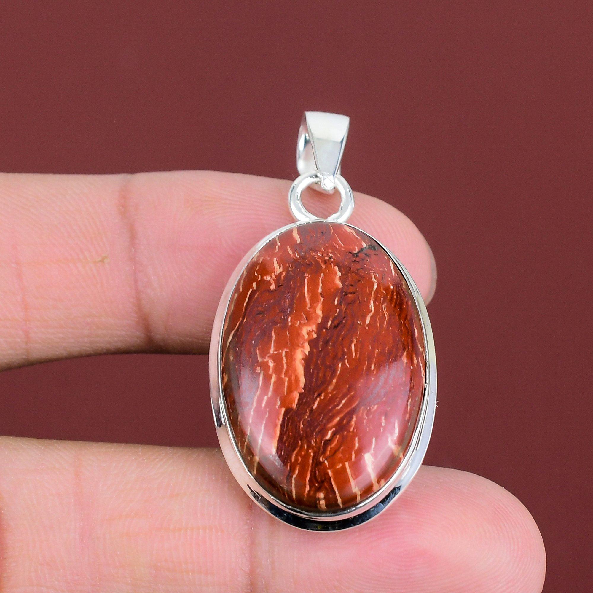 Red Snakeskin Jasper Pendant Natural Gemstone Handmade Pendant 925 Sterling Silver Pendant Unique Jewelry Birthstone Pendant Gifts For Wife