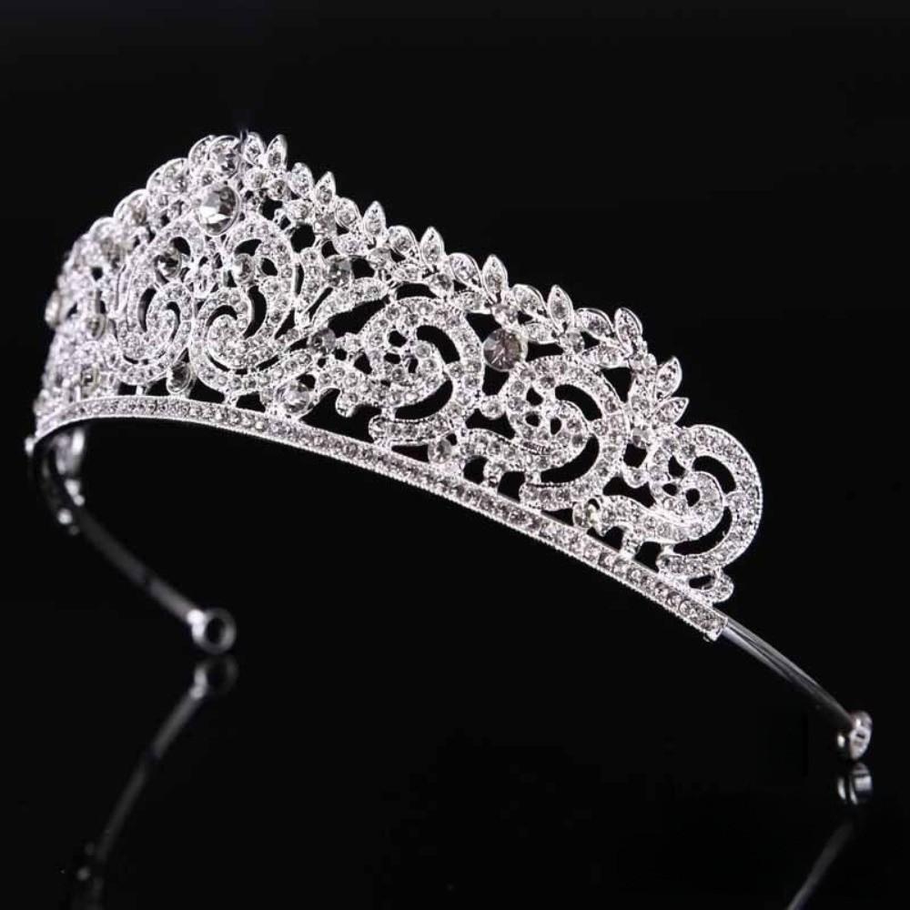 Shiny Rhinestone Tiara Baroque Crown Hair Accessory Exquisite Princess Crown  Women
