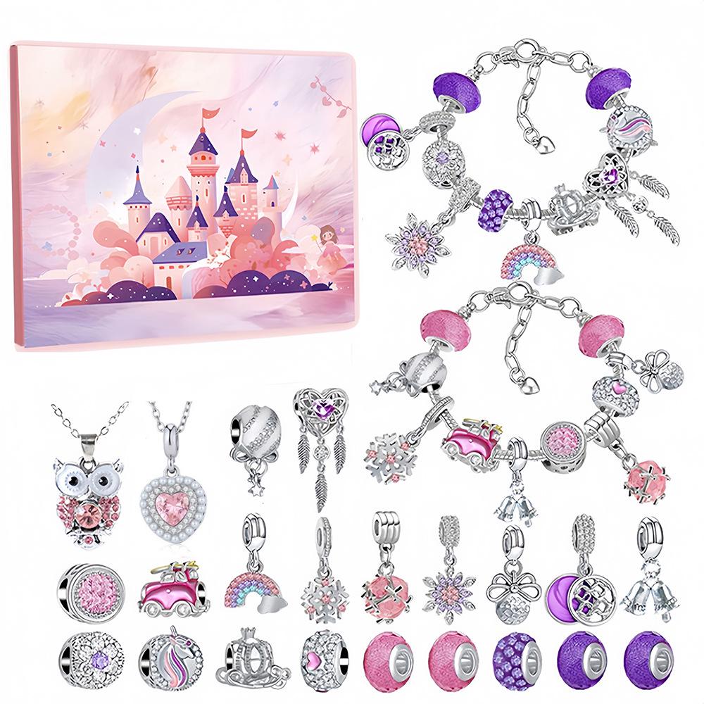 

Набір для виготовлення різдвяного браслета та намиста з бісеру кольору рожевого золота для дітей