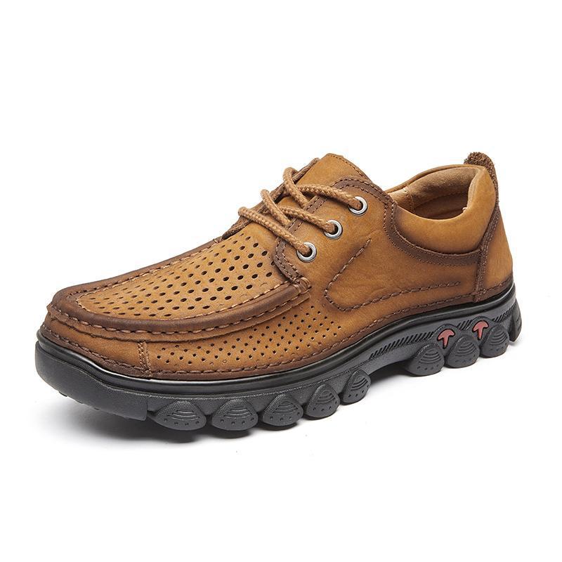 2026 Men s Summer Breathable Cowhide Sandals with Thick Non-slip Rubber Sole 40
