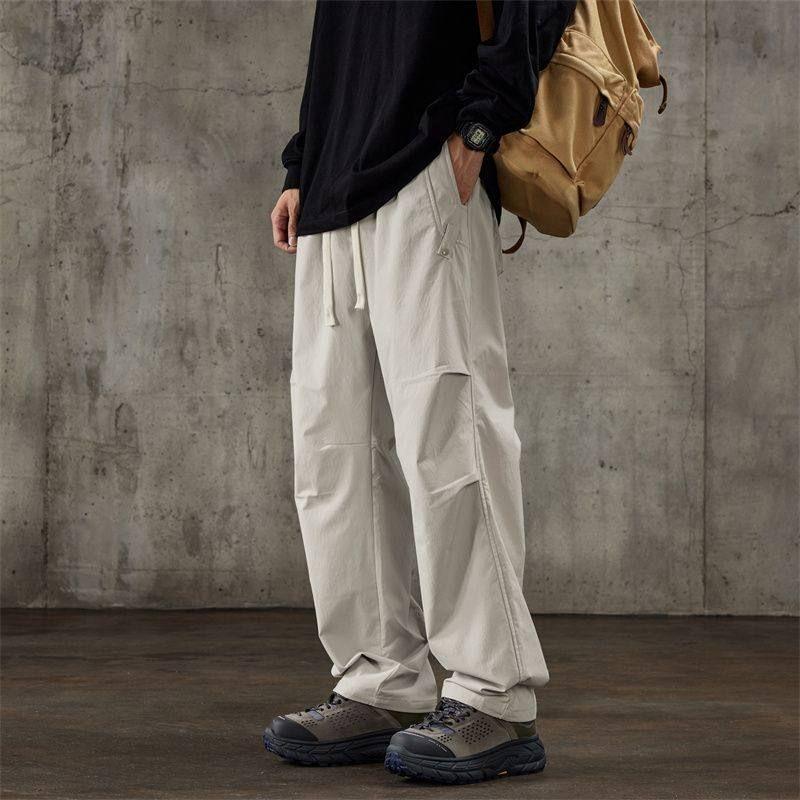 Men's Outdoor Hiking Pants, Spring and Autumn, Loose Fit, Breathable, Wide-Leg, Functional, Trendy Casual Pants